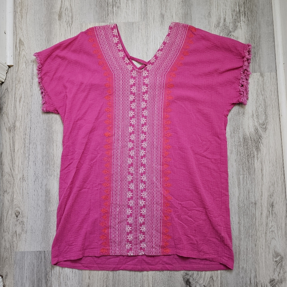 Jade Melody Tam Embroidered Fringe Boho Swim Cotton Cover Up